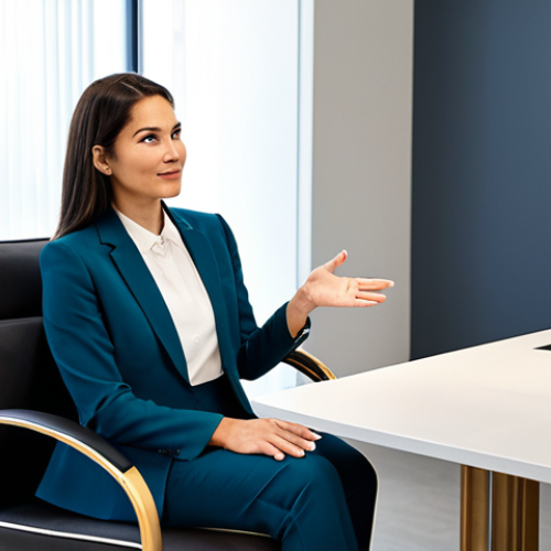 A professional female fashion stylist in a modest business pantsuit, attentively listening to her client, who is seated comfortably in a chic, well-lit consultation room. The client, also in appropriate business casual attire, is gesturing subtly as she expresses her style preferences. The atmosphere is collaborative and trustworthy, emphasizing deep human connection. The modern styling studio features soft lighting, a comfortable armchair, and a sleek table. Professional photography, high-resolution, sharp focus, natural colors, perfect anatomy, correct proportions, natural pose, well-formed hands, proper finger count. safe for work, appropriate content, fully clothed, professional, modest clothing, appropriate attire, professional dress, family-friendly.