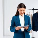 Virtual Styling Session**

"A fashion coordinator, fully clothed in a stylish and modest professional outfit, assisting a client (also fully clothed) using a virtual styling app on a tablet. The scene is a bright, modern studio with racks of clothing and accessories in the background. The app displays a 3D model of the client wearing different outfits. Safe for work, appropriate content, perfect anatomy, natural proportions, well-formed hands, proper finger count, professional, modest clothing, family-friendly."

**