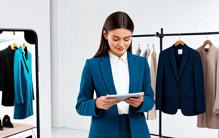 Virtual Styling Session**

"A fashion coordinator, fully clothed in a stylish and modest professional outfit, assisting a client (also fully clothed) using a virtual styling app on a tablet. The scene is a bright, modern studio with racks of clothing and accessories in the background. The app displays a 3D model of the client wearing different outfits. Safe for work, appropriate content, perfect anatomy, natural proportions, well-formed hands, proper finger count, professional, modest clothing, family-friendly."

**