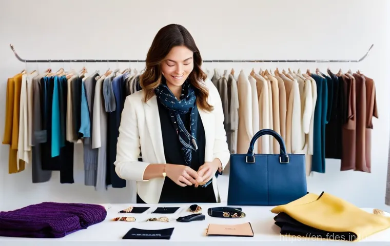 패션 코디네이터 준비과목 - **Prompt:** A diverse group of young adult fashion students, aged 18-25, in a modern, brightly lit f...